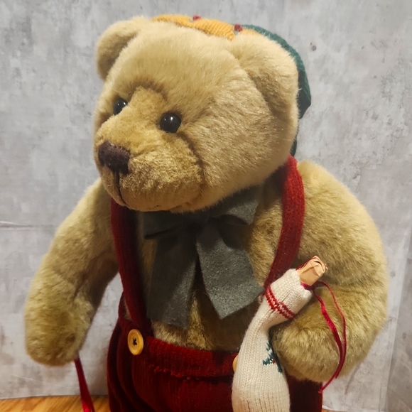 Christmas Teddy Bear 17" Standing Hat Stocking Wagon Creative Design - Picture 2 of 14